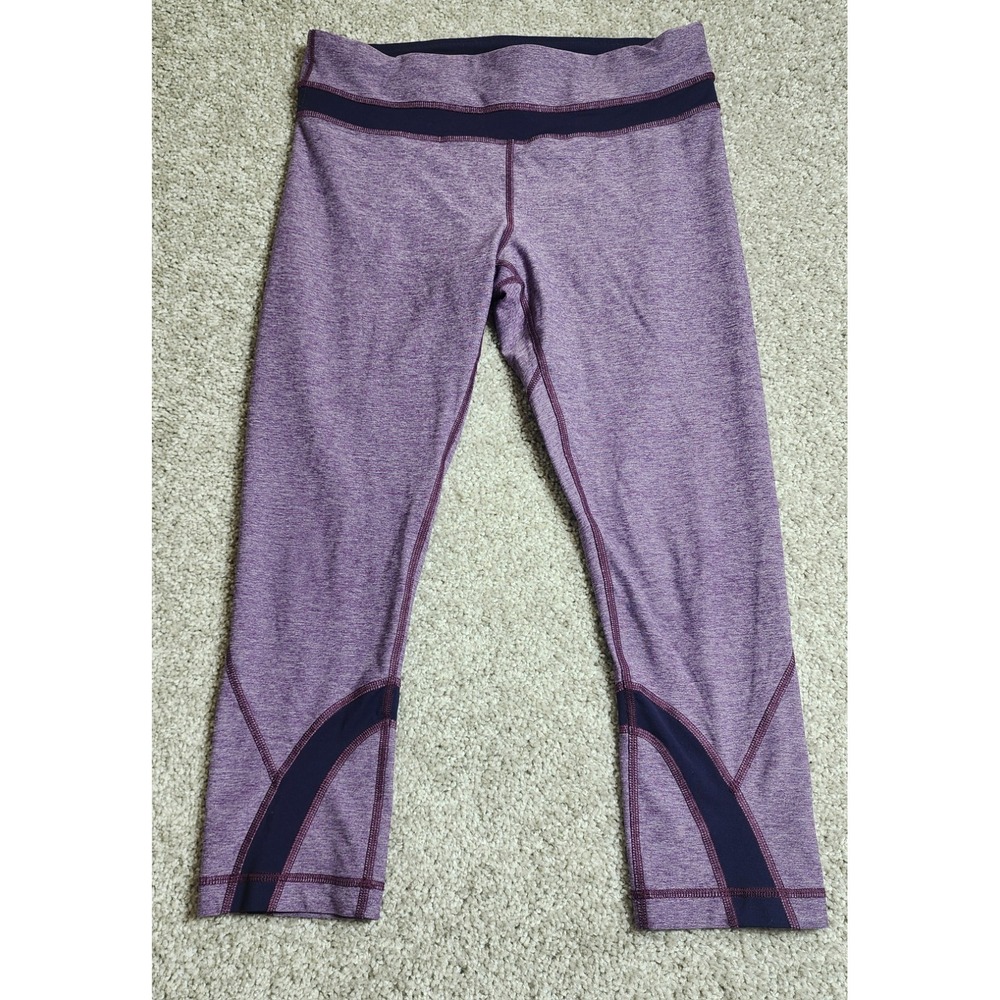 Lululemon Run Inspire Crop II Purple Heathered Berry Yum Yum Mesh Leggings 8